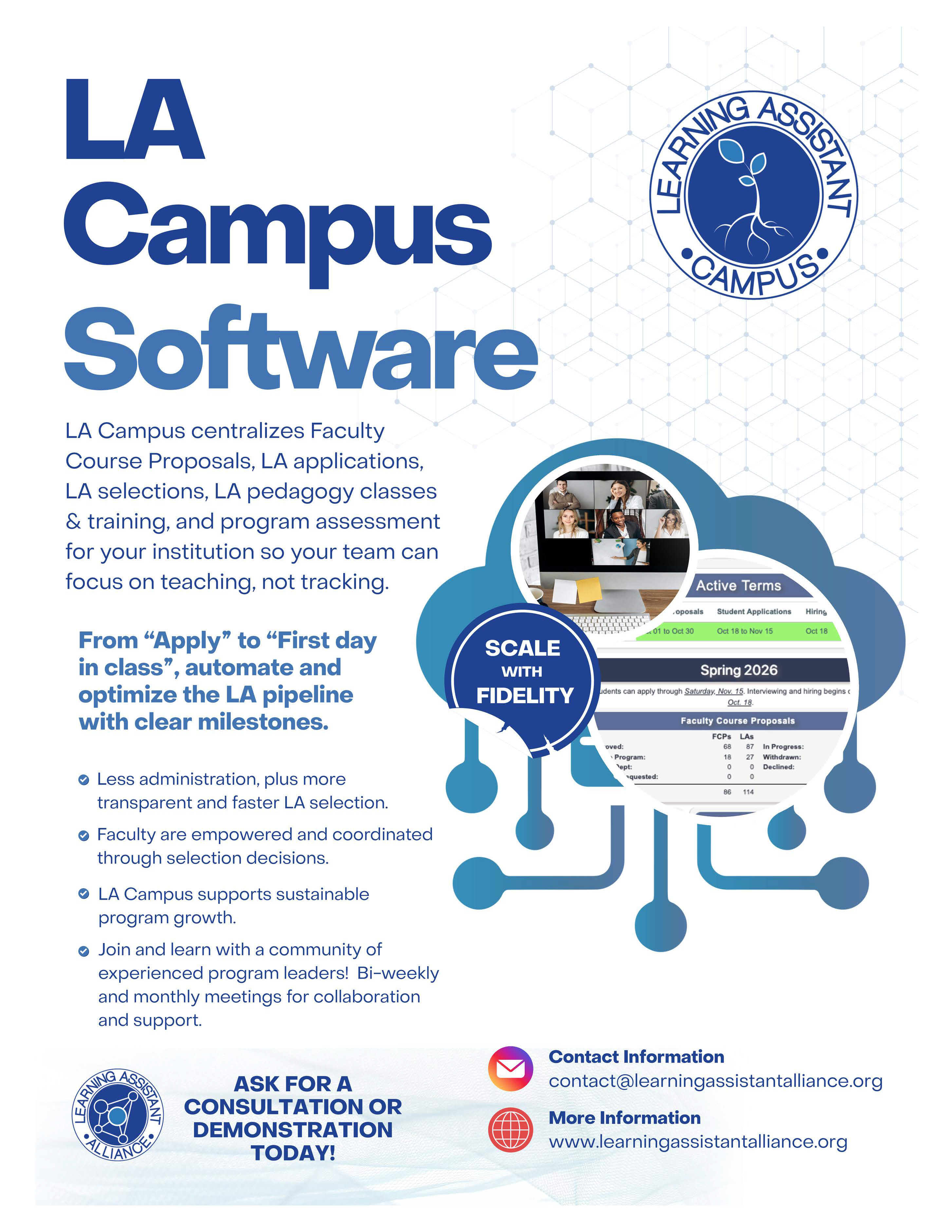 LA Campus Software flyer - a system for managing your Learning Assistant program
